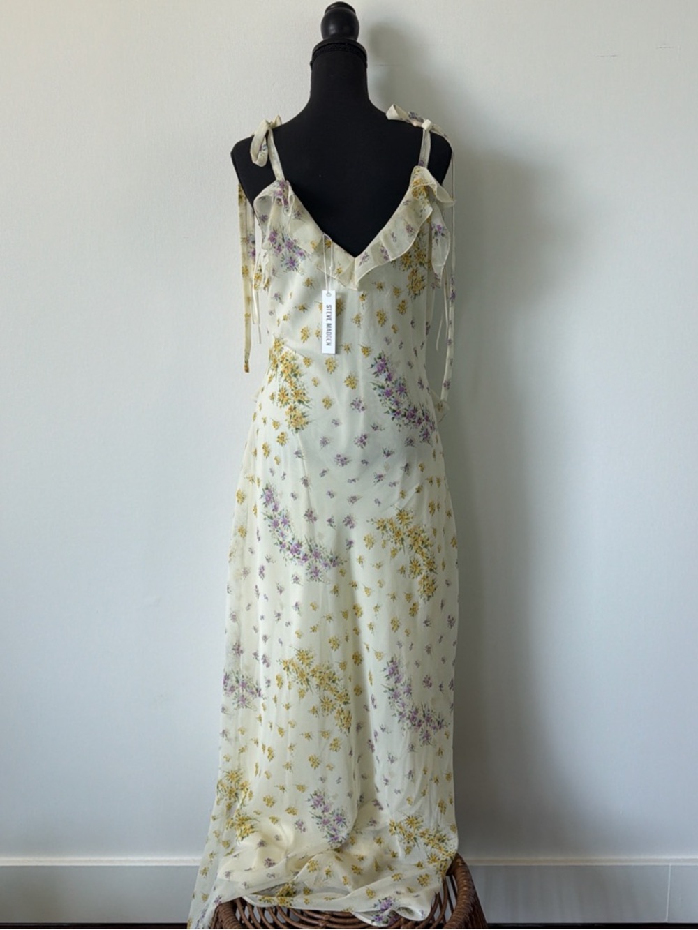 Steve Madden Cream Floral Ruffle Maxi Dress - Picture 5 of 7